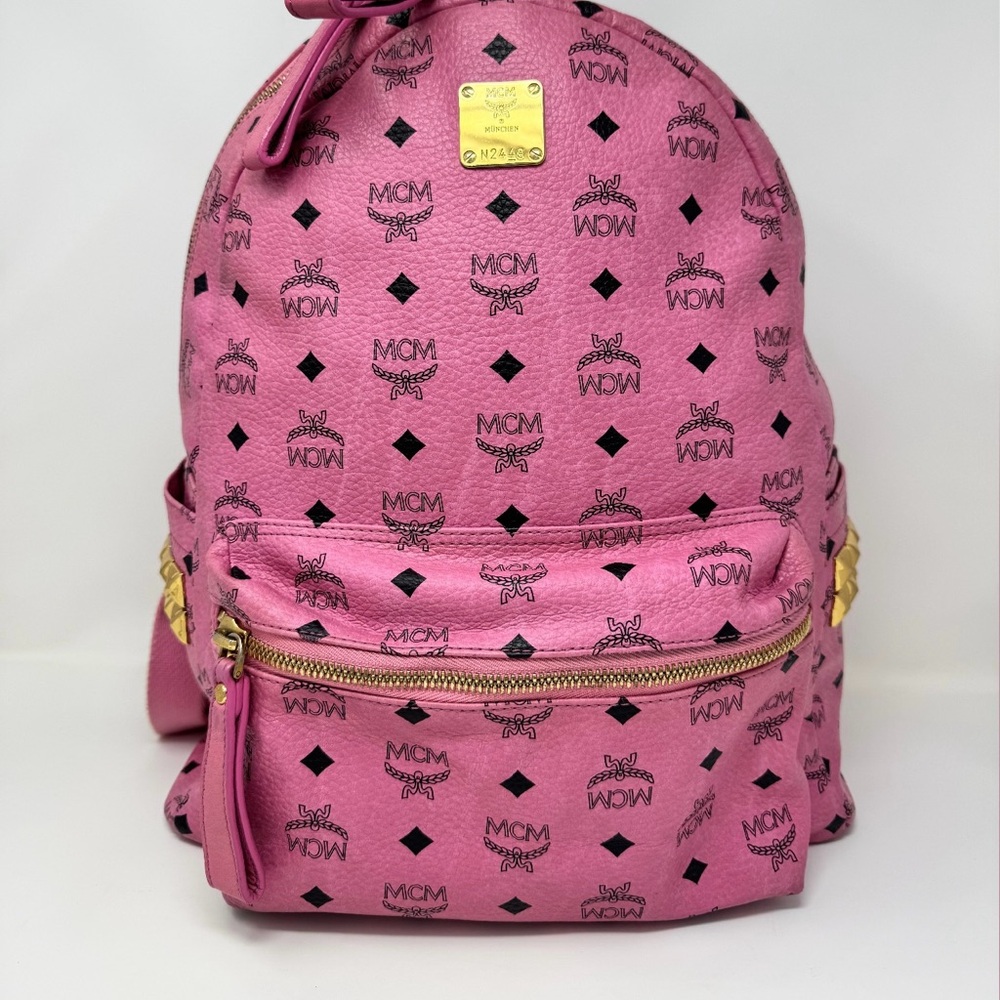 MCM Vibrant Pink Logo Backpack